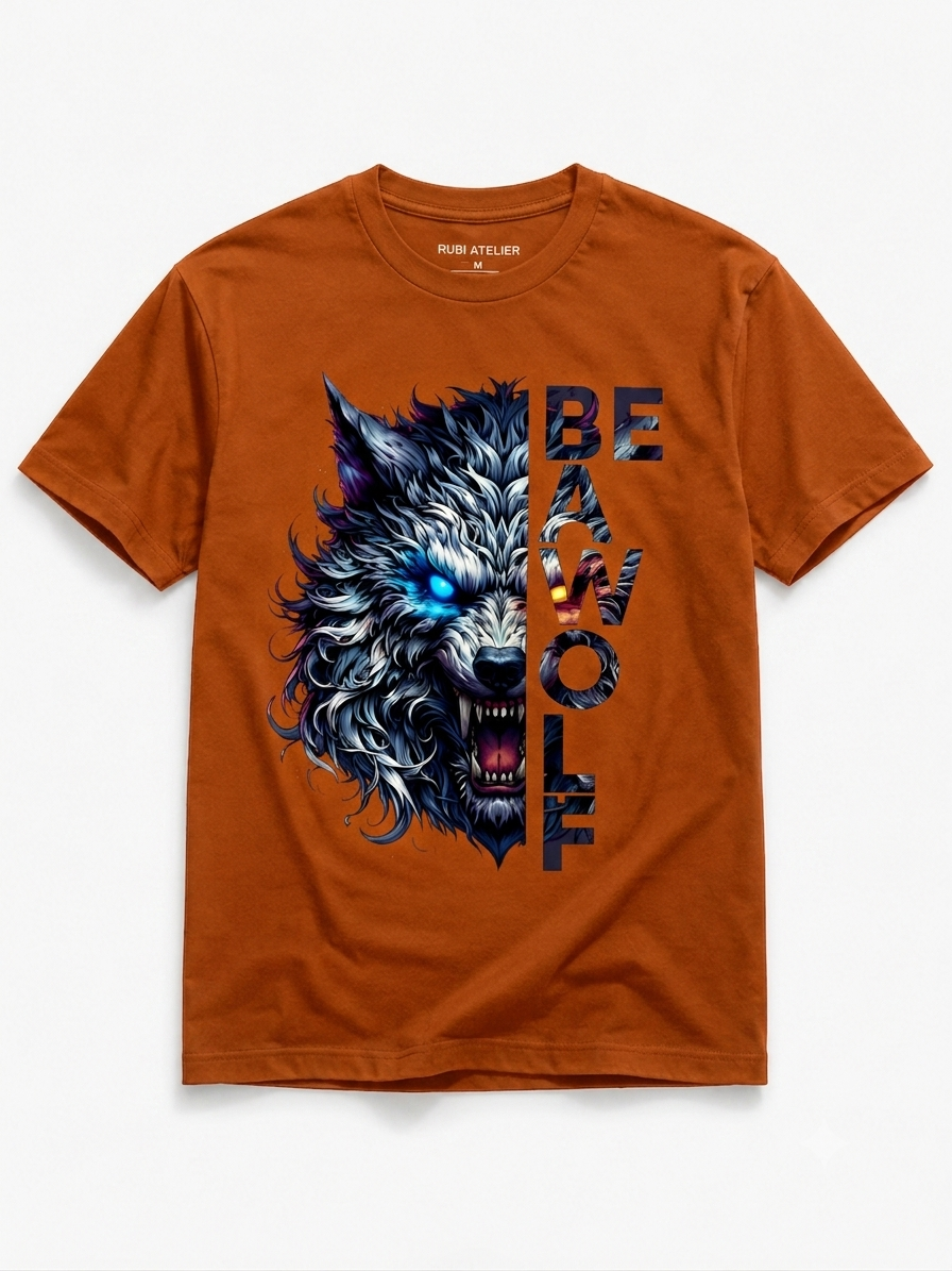 Alpha Wolf Printed Cotton T-Shirt