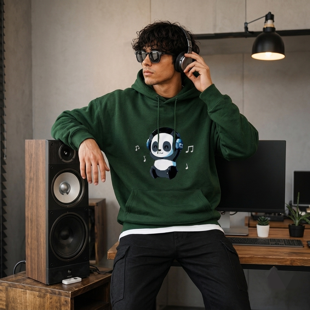 Cute Panda Music Oversized Hoodie