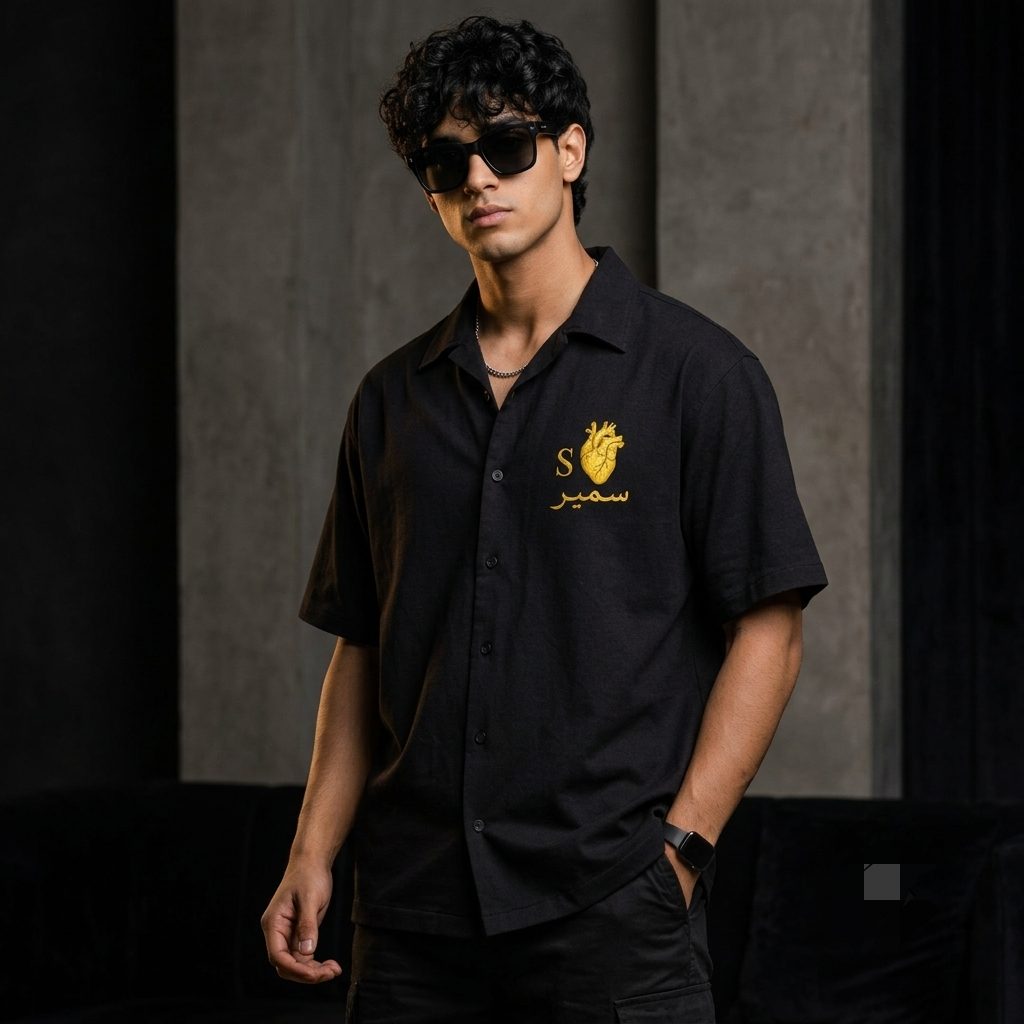 Premium Black Oversized Cotton Shirt – 240 GSM