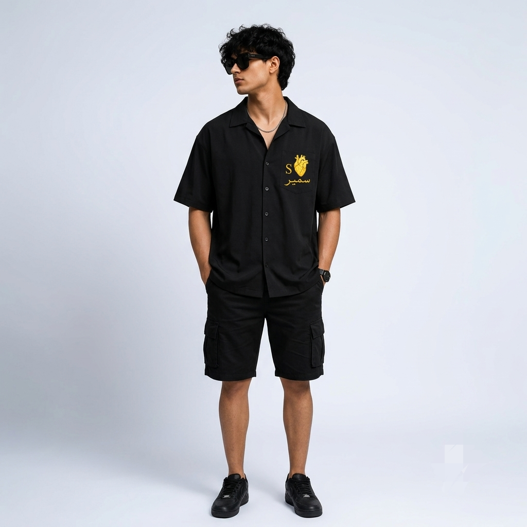 Premium Black Oversized Cotton Shirt – 240 GSM