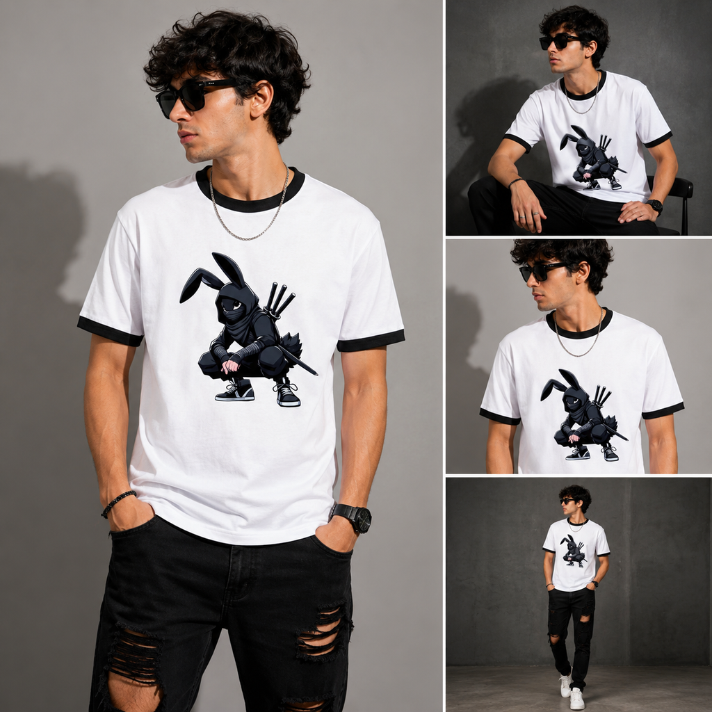 Shadow Ninja Bunny Ringer T-Shirt