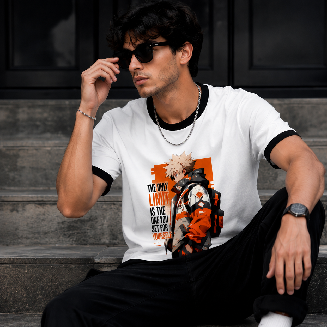 Limit Yourself Anime Graphic  Ringer T-Shirt