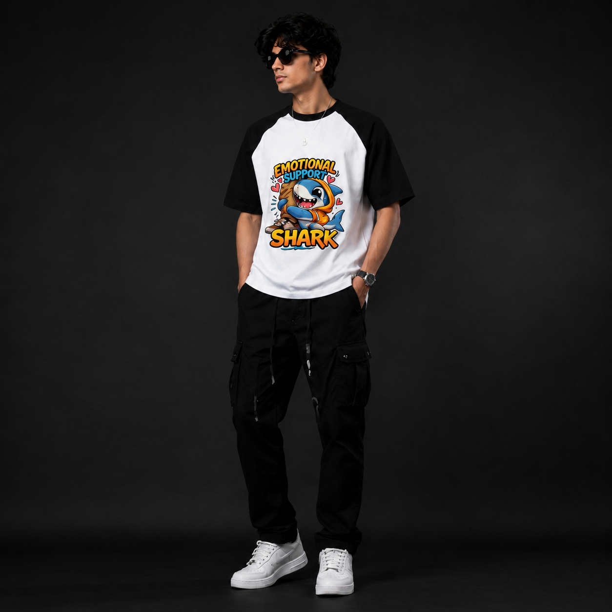 Emotional Support Shark  Oversized Raglan T-Shirt