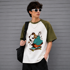 Oversized Panda Skateboarding Graphic T-Shirt