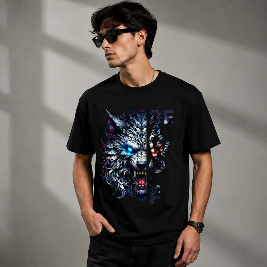 Alpha Wolf Printed Cotton T-Shirt