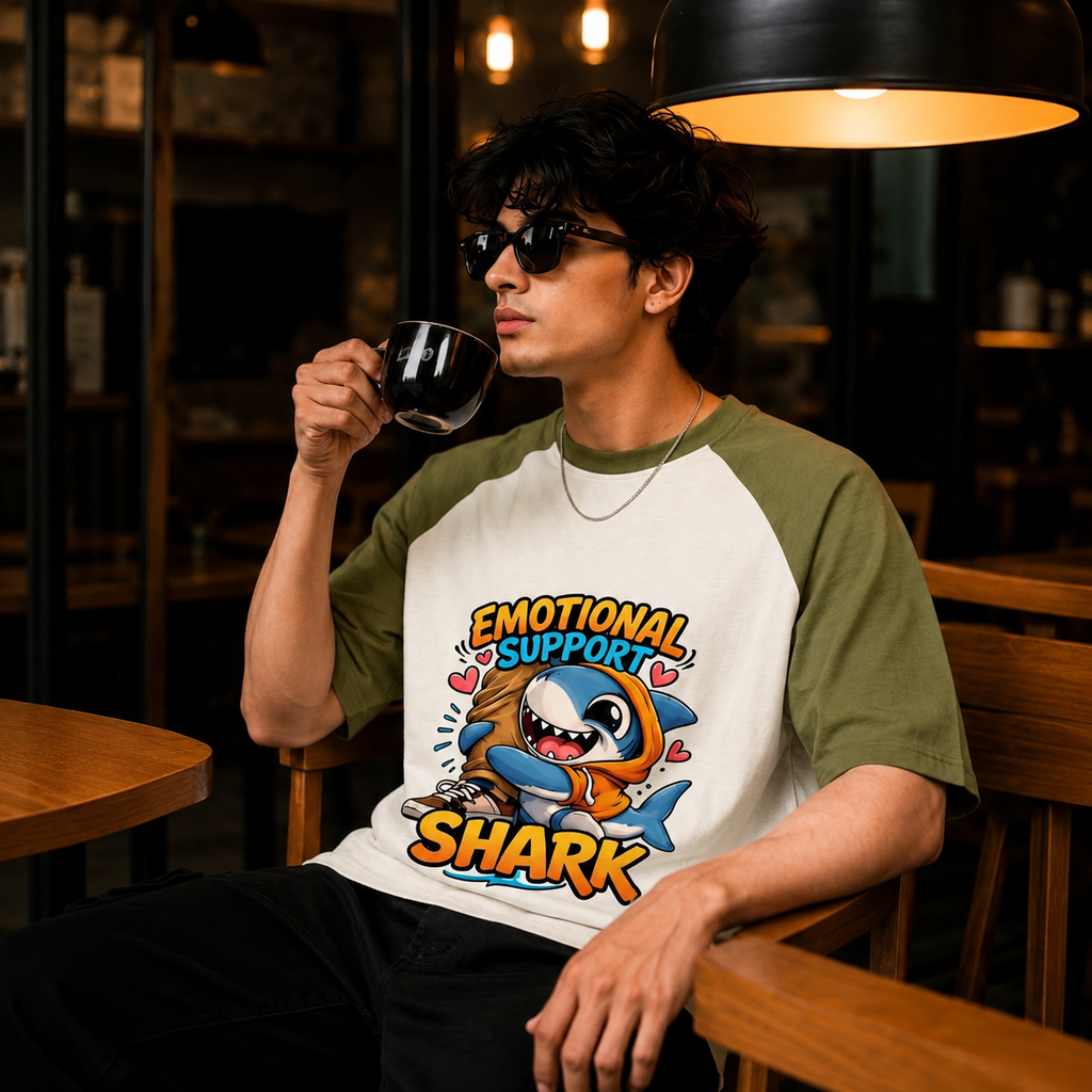 Emotional Support Shark  Oversized Raglan T-Shirt