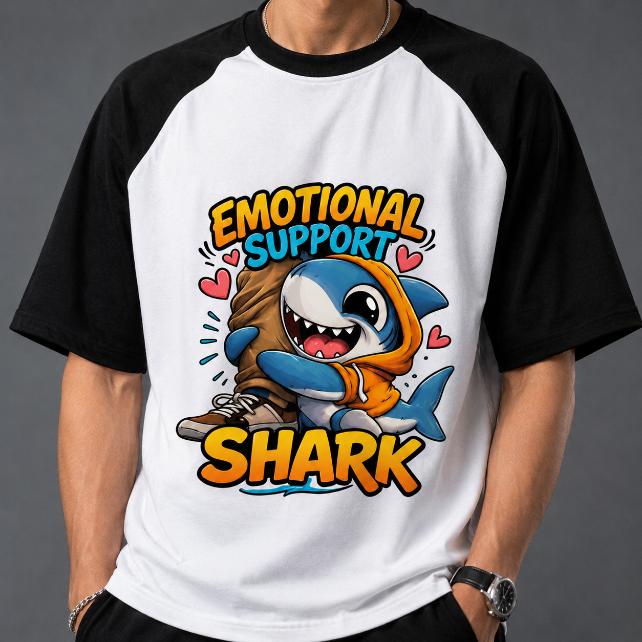 Emotional Support Shark  Oversized Raglan T-Shirt
