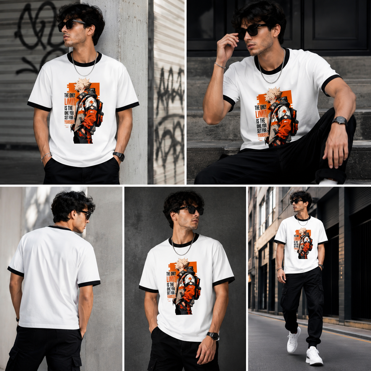 Limit Yourself Anime Graphic  Ringer T-Shirt
