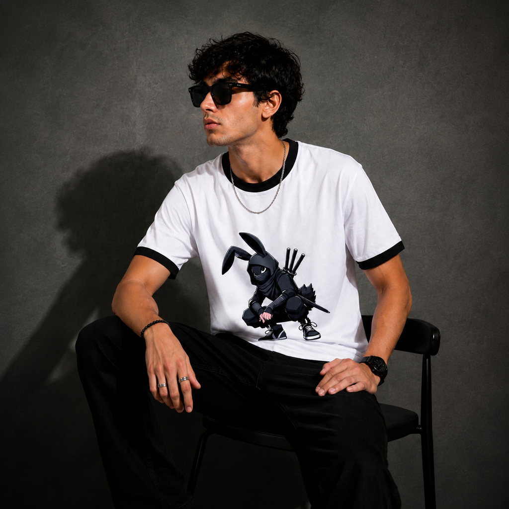Shadow Ninja Bunny Ringer T-Shirt