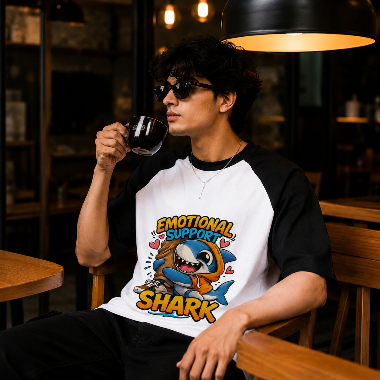 Emotional Support Shark  Oversized Raglan T-Shirt