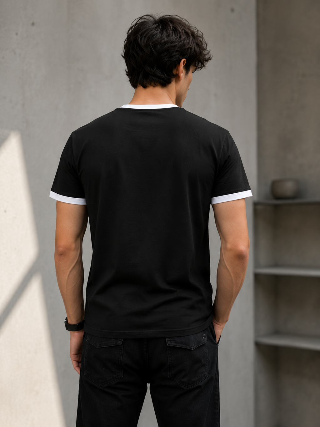 Urban Bear Graphic Ringer T-Shirt