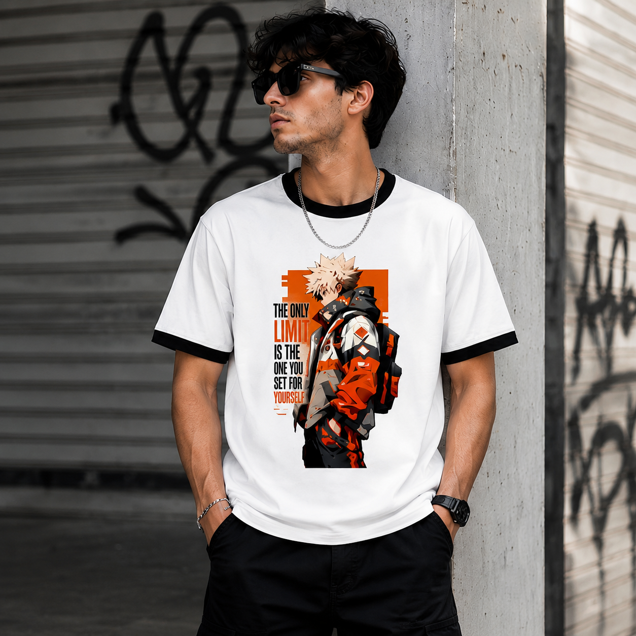 Limit Yourself Anime Graphic  Ringer T-Shirt