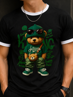 Urban Bear Graphic Ringer T-Shirt