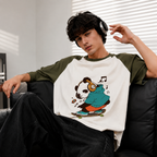 Oversized Panda Skateboarding Graphic T-Shirt