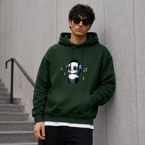 Cute Panda Music Oversized Hoodie